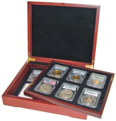 Coin Slab Box Wood Display for 12 Graded Coin Slabs