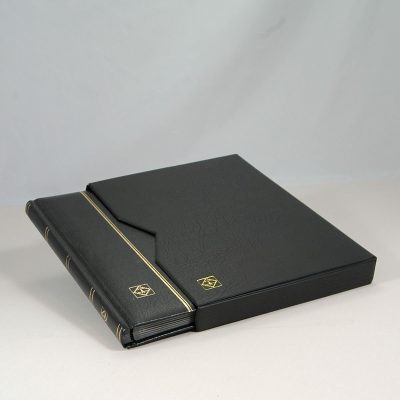 Leather Stockbook with Slipcase and 32 Black Pages