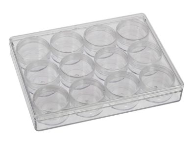 Mini Mineral Display Case with 12 Round Vials