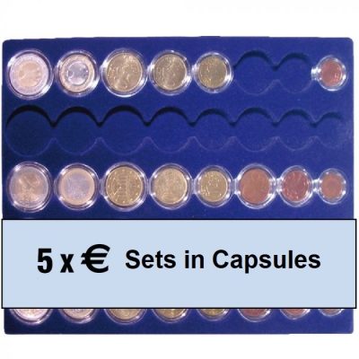 Leather Coin Case for 5 Euro Sets in Capsules