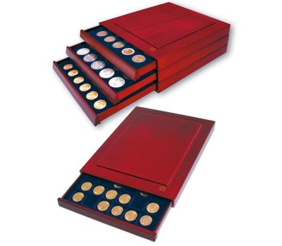 Coin Case for Presidential Dollars in Capsules-Nova Exquisite Drawer w/30 Round Compartments