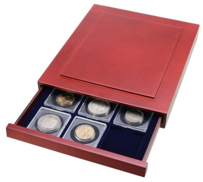 Coin Holder Case-Nova Exquisite Drawer w/12 Compartments For 2x2 Flips w cutout