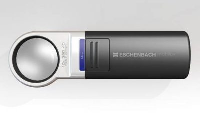 Eschenbach Optik 1511-7 Mobilux Aspheric LED Illuminated Hand Held Magnifier, 7x Magnification, 28 Diopter, 35mm Lens Diameter