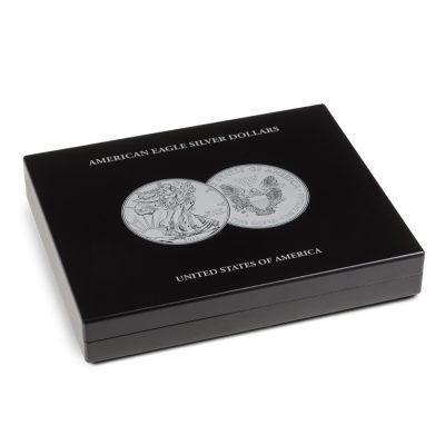 Black Wood Presentation Case for 40 Silver Eagles in Capsules