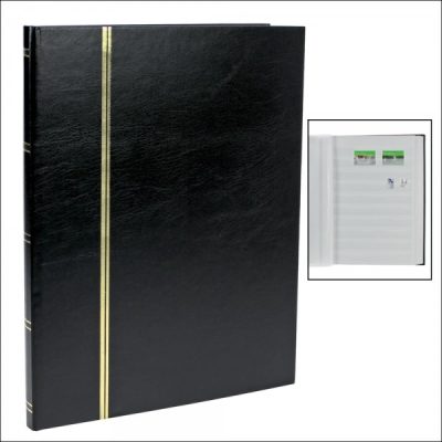 Stamp Albums Stock Books - Black - 16 White Pages
