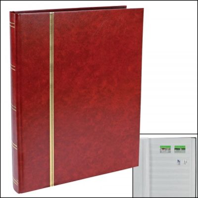 Stamp Albums Stock Books - Wine Red - 32 White Pages