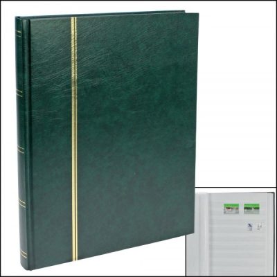 Stamp Albums Stock Books - Hunter Green - 32 White Pages