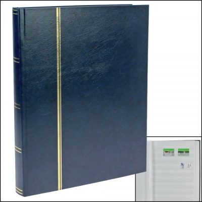 Stamp Albums Stock Books - Navy Blue - 32 White Pages
