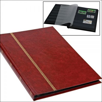 Stamp Collecting Albums - Stockbook Wine Red - 16 Black Pages