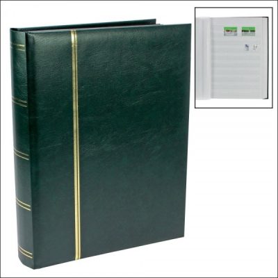 Stamp Albums Stock Books - Hunter Green - 64 White Pages