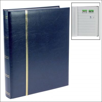 Stamp Albums Stock Books - Navy Blue - 64 White Pages