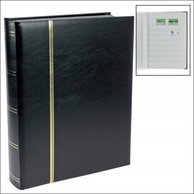 Stamp Albums Stock Books - Black - 64 White Pages