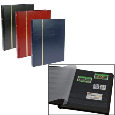 Stamp Albums Stock Books - Wine Red - 32 Black Pages