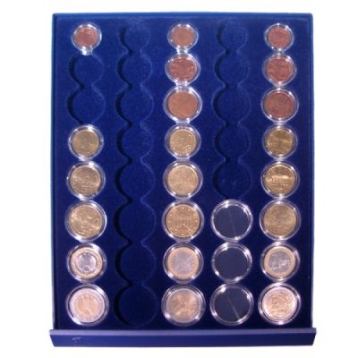Stackable Coin Storage Drawer for 5 Complete Euro Coin Sets In Capsules