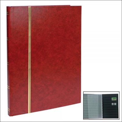 Stamp Albums Stock Books - Wine Red - 16 Black Pages - Large Format