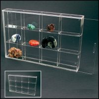 Rock Display Case-Acrylic Glass Curio with 12 Comparments 2-1/2"