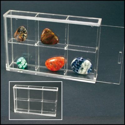 Rock Display Case-Midi Acrylic Glass Curio w/6 Compartments