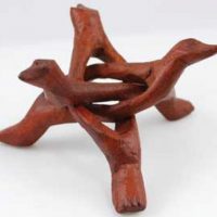 Rock Display Stands-Carved Wood Tripod Stand - Medium