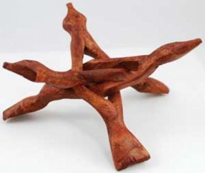Rock Display Stands-Carved Wood Tripod Stand - Large