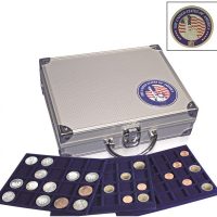 Aluminum Coin Case "USA" w/6 mixed trays