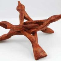 Shell Display Stands-Carved Wood Tripod Stand - Medium