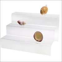 Seashell Display Stands-Clear Acrylic Glass Riser 3 Step Display