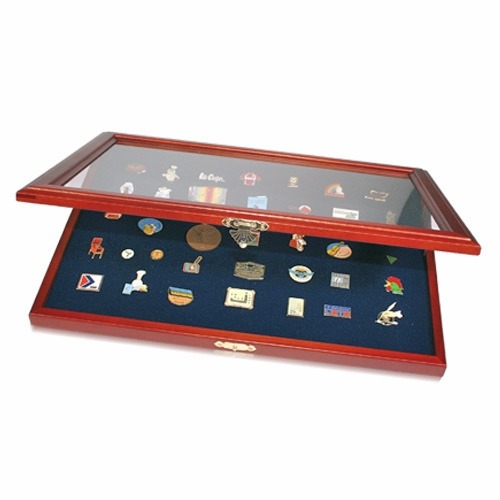 Collector Medal/Lapel Pin Display Case Holder Cabinet Shadow box PC01  (Walnut Finish)