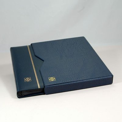 Premium Leather Stockbook with Slipcase-Navy Blue