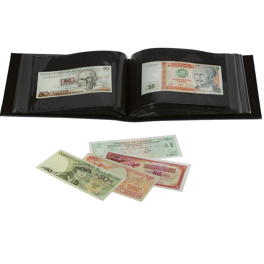 4140 Currency Album with 50 black, double sided pages