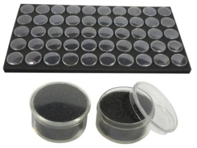 Mineral Display Case-Leatherette w/50 Black Gem Jar Inserts