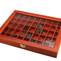 Wood Display Case with 45 Compartments